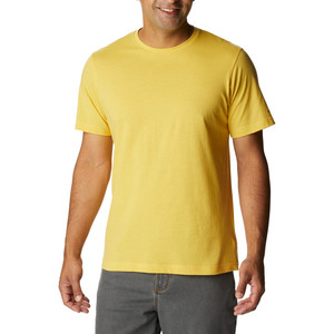 Camiseta de Manga Corta con Cuello Redondo Amarilla para Hombre, 100% Algodón, Ecológica, Clásica y Versátil, Color Sólido de Verano - Product Image 1