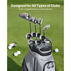 Borsa da golf a 15 divisori con divisori completi, copertura antipioggia, tasche portaoggetti e tracolla, per carrello da golf - Product Image 3