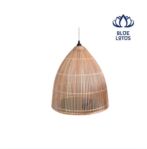 Lampe suspendue en rotin bleu lotus, grande lampe de plafond - Product Image 1