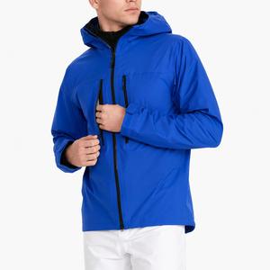 Men's Hooded Waterproof <b>Canvas</b> <b>Jacket</b> Blue Casual Autumn Eco-Friendly Polyester Zipper Closure Regular Fit Solid Color - Product Image 2