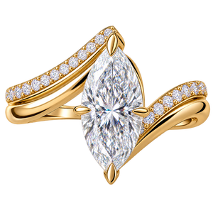 Anillo de Compromiso de Lujo con Moissanita en Forma de Marquesa, Chapado en Oro de 18K, Banda Pavé, Anillo de Boda, Joyería de Moda para Mujer - Product Image 1