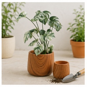 Maceta de Madera Hecha a Mano, Estilo Macetero de Madera Sólida, Florero para Decoración Interior y Exterior, Contenedor Decorativo Moderno y Minimalista - Product Image 4