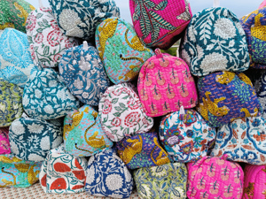 Block Printed Eco-Friendly Zipper Cosmetic Pouch <b>Makeup</b> Organizer Waterproof Multi <b>Compartment</b> for Case Cotton Quilted - Product Image 1