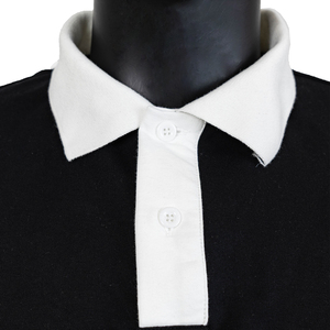 Polo à manches longues pour homme, tricoté, décontracté, à blocs de couleur, coupe classique, style rayé blanc et noir - Product Image 5