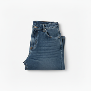 Jeans en denim vintage américain pour hommes et femmes, taille mi-haute, coupe droite ample, décontracté, délavé moyen, streetwear, polyester/coton - Product Image 3