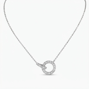 Diamond Pendant Necklace-18k White <b>Gold</b> 0.93ct IGI Certified 5.88g-Women-Wedding Anniversary Gift-Round Brilliant Cut - Product Image 1