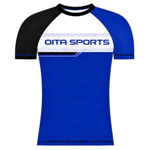 Camiseta Deportiva Raglán Azul Rey y Negra de Manga Corta con Cuello Redondo, Transpirable, para Entrenamiento Atlético, Uniforme de Equipo, Jersey de Alto Rendimiento - Product Image 1