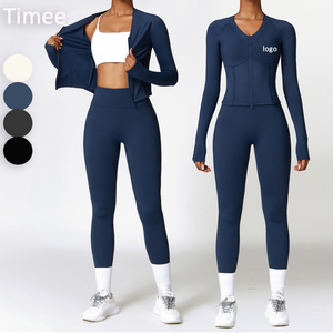 USA Oversea Warehouse Superior Quality Stylish Hot Sale Breathable Slim Tight Plus Size Women <b>Yoga</b> 2-Piece Set Cropped <b>Jacket</b> - Product Image 6