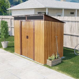 Abri de jardin métallique extérieur 1,8 m x 1,5 m avec plaque transparente et fondation pour jardin, patio, abri à café et rangement - Product Image 1
