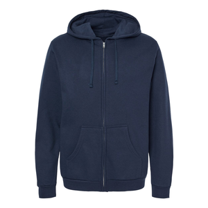 Sweat-shirt à capuche zippé en molleton bleu marine pour homme, coupe classique, couleur unie, avec poche avant, vêtement décontracté - Product Image 3