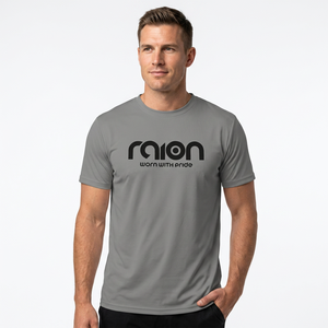 T-shirt à manches courtes gris pour homme Raion, col rond, jersey en coton, décontracté, respirant, imprimé avec un motif de lettres, logo sur le devant, séchage rapide BD - Product Image 2