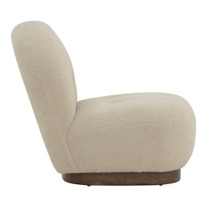Sillón Moderno de Tela Suave en Color Beige Marrón con Patas de Madera de Caucho Nogal, Sillón de Estilo Mid-Century para Área de Lectura - Product Image 3