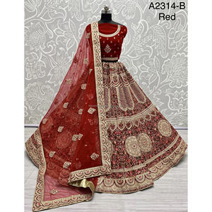 Collections de velours de vêtements de mariée indiens pour la mariée avec le travail de Zarkhan par Fabzone - Product Image 1