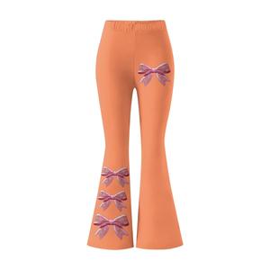 Leggings évasés longs pour femmes avec broderie nœud, taille haute élastique, écologiques, séchage rapide, extensibles, en maille, pour le yoga - Product Image 3