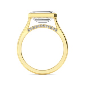 Elegante anillo de compromiso con diamante cultivado en laboratorio de corte redondo y radiante en oro rosa de 10 quilates con brillo brillante. - Product Image 6
