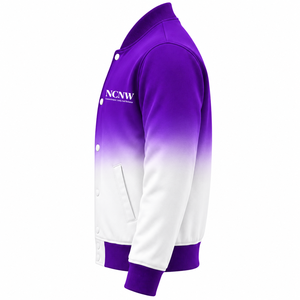 Chaqueta Universitaria Personalizable Ecológica de Satén Ombre para Mujer de la Hermandad NCNW, con Letras Griegas Bordadas, Cierre de Botones a Presión y Cuello Alto - Product Image 5