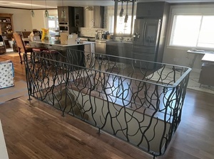 <b>Wall</b>-mounted wrought iron stair railing featuring a leaf pattern; rust-resistant, easy to assemble, and contemporary in style. - Product Image 4