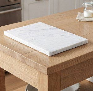 Tabla de Cortar Rectangular Minimalista de Mármol Blanco con Vetas Grises Naturales - Product Image 5