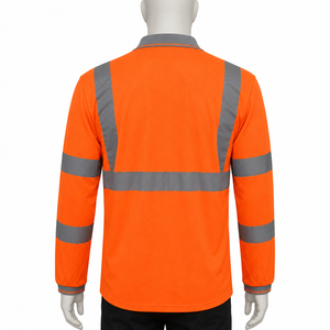 Polo de sécurité haute visibilité réfléchissant à manches longues, uniforme de travail respirant, vêtement de sécurité industriel et de construction avec poche - Product Image 2