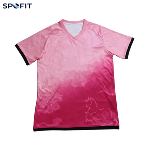 Nouveau maillot de football tendance de qualité supérieure, extensible, design personnalisé, sublimé, confortable, respirant, polyester/nylon, séchage rapide, col rond - Product Image 2
