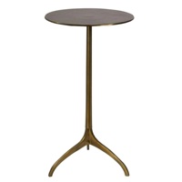 Table d'appoint décorative de luxe moderne avec plateau en métal miroir et base en métal texturé doré, table d'appoint haute pour salon et chambre à coucher