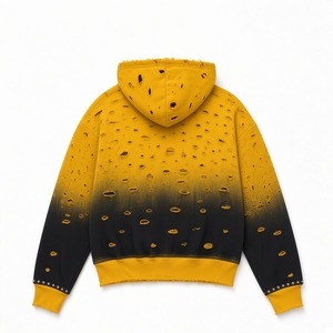 เสื้อฮู้ดดี้สีเหลืองสไตล์วินเทจ แต่งกระเป๋าประดับเพชร ดีไซน์ทันสมัยสไตล์สตรีทแวร์ คุณภาพพรีเมียม 100% สำหรับทุกเพศ - Product Image 2