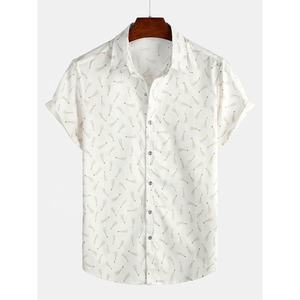 Camisas hawaianas de manga corta para hombre, camisas masculinas de poliéster en blanco con estampado personalizado, ropa de playa informal de talla grande de alta calidad - Product Image 1
