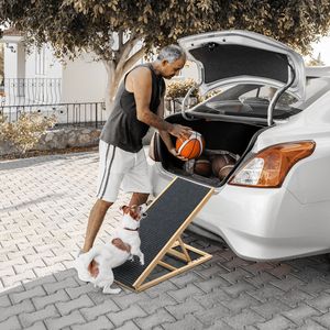 Rampe pliable pour chien en bois massif à hauteur réglable, idéale pour grand chien, pour accéder au lit, au canapé, à la voiture, au camion, au SUV - Product Image 2