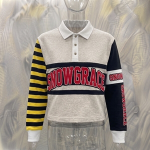 Camiseta de Béisbol Snowgrace de Manga Larga a Rayas, Cuello Camisero, Corte Regular, Unisex para Adultos, Transpirable, de Poliéster, para Todas las Temporadas - Product Image 3