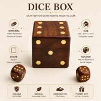 Boîte à dés décorative en bois de rose indien avec incrustation de points en laiton |   Boîte de rangement en bois écologique faite à la main, cadeau d'anniversaire, décoration