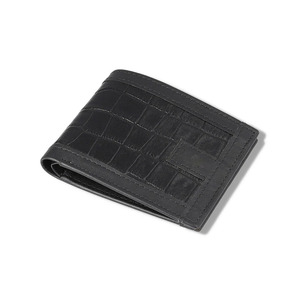 High Quality <b>Men's</b> RFID Blocking Bifold <b>Wallet</b> Short <b>Black</b> Genuine Leather Crocodile Embroidery Custom Logo Multifunctional Card - Product Image 1