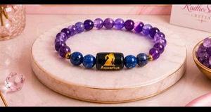 Rehmat Agate Natural Tiger Eye Crackle <b>Crystal</b> Ball Shape Leo Zodiac Charm <b>Beaded</b> Handmade Stretch Gemstone <b>Bracelet</b> - Product Image 6