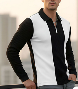 Camisa Polo de Manga Larga para Hombre, con Bloques de Color, Logotipo de Marca Personalizado, 50% Algodón/50% Poliéster, 220 GSM, Venta al Por Mayor Directa de Fábrica - Product Image 6