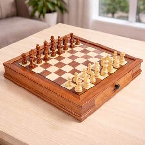 Jeu d'échecs en bois peint à la main de style antique - Rani Industries - Product Image 3