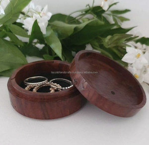 High Quality Tayyab Handicraft <b>Black</b> Walnut Wood Newly Designed <b>Heart</b>-Shape 3inch Jewelry Storage Box for Engagement Rings - Product Image 6
