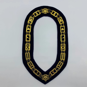 Collar de Oficial Masónico de Grados de los Aliados, con Moiré Dorado, para Regalia Masónica y Collar de Cadena para Oficiales de la Francmasonería - Product Image 3