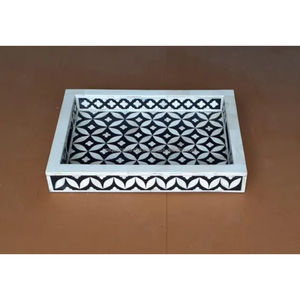 Bandeja Rectangular Decorativa con Incrustaciones de Hueso Rosa y Diseño Floral, Hecha a Mano con Artesanía Premium - Product Image 6