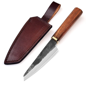 Couteaux de cuisine Damas haut de gamme avec manche ergonomique en bois, lame en acier à motifs et étui en cuir pour la cuisine professionnelle - Product Image 4