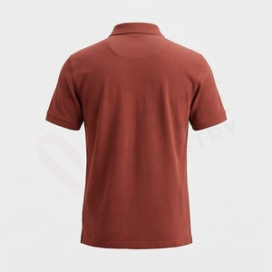 Polo en piqué 100% coton rouge rouille à manches courtes pour homme, décontracté, respirant, coupe classique, design tricoté uni - Product Image 2