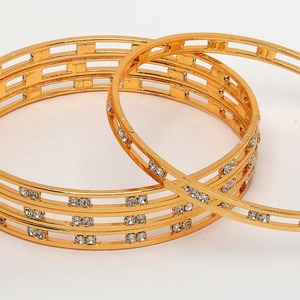 Classic Minimal Plain Gold Finish Alloy Brass Craft Bangles <b>Set</b> Simple Designer <b>Bracelet</b> Jewelry for Women Daily Wear High - Product Image 6
