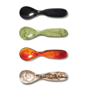 Juego de cucharas de resina para servir, verde ámbar, negro, blanco, con diseño en espiral, utensilios para postre a precio asequible - Product Image 1