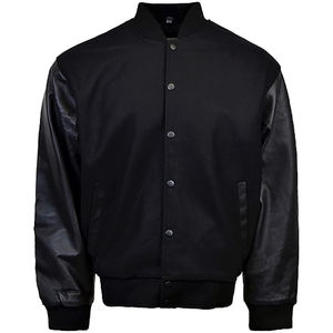 Vestes de baseball noires en tissu de laine à col montant, confortables, durables et élégantes pour hommes adultes - Product Image 3