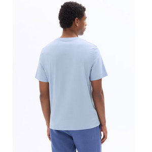 Men's Solid <b>Light</b> Blue Short Sleeve O-Neck Cotton T-Shirt Regular Fit Casual Jersey Knitted Plain Dyed T Shirt - Product Image 3