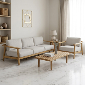 Wholesale MidCentury <b>Wood</b> <b>Frame</b> <b>Sofa</b> Set Direct Factory Living Room Furniture Manufacturer Bulk Supply OEM ODM Custom Export - Product Image 1
