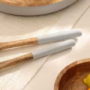 <b>Ornamental</b> Wooden Serving Spoon Set Handmade <b>Kitchen</b> Utensils for Salad Cooking Dining and Table Decoration - Product Image 1