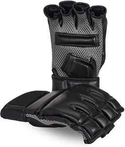 Professional Wholesale Leather Half Finger MMA <b>Gloves</b> 12oz 14oz 16oz Loop Closing Strap Customizable for Training Boxing - Product Image 3