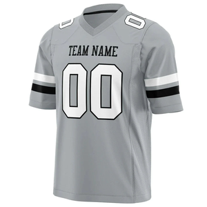 เสื้อฟุตบอลอเมริกันแบบสั่งทำ OEM 100% โพลีเอสเตอร์ คุณภาพพรีเมียม ผ้าตาข่าย ชุดกีฬาทีม คอวี แขนเสื้อลายทาง หมายเลขสั่งทำได้ ป้องกันรังสียูวี UPF 50+ - Product Image 3