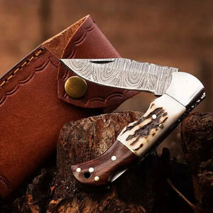 Cuchillo de Caza de Alta Calidad, Cuchillo Plegable para Camping con Mecanismo de Bloqueo Trasero, Cuchillo de Bolsillo de Acero de Damasco en Stock - Product Image 3