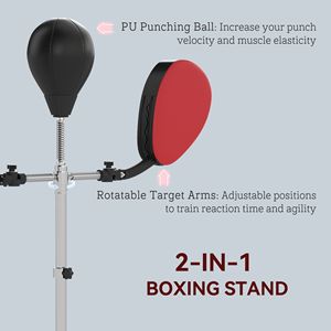 Saco de Boxeo Negro de Altura Ajustable con 2 Brazos de Objetivo, Máquina de Entrenamiento de Boxeo con Soporte para Ejercicio - Product Image 3
