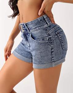 Shorts para mujer, shorts vaqueros vintage personalizados para mujer, corte regular, cintura media, transpirables, pantalones cortos de verano, ropa informal de calle. - Product Image 3